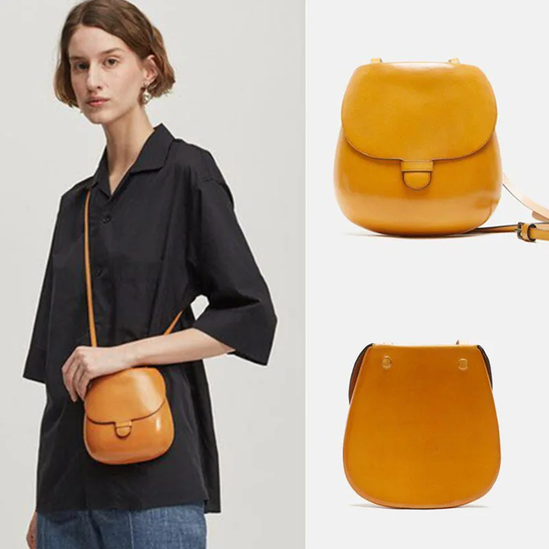 Брендовая седельная сумка, Женская милая маленькая сумка через плечо, Женская Ретро винтажная сумка-мессенджер, Круглый кошелек, высокое качество, новинка, желтый, черный