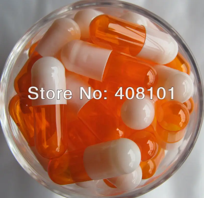 

(10,000pcs/lot) Size 0 White/Orange Translucent Gelatin Capsule, Capsule Shell, Empty Capsule--Separated and Joined Available