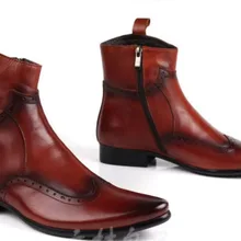Borgues/осенние ботильоны в стиле ретро; мужские Ботинки martin с острым носком в стиле милитари; ковбойские рабочие ботинки из натуральной кожи; Camisa Social