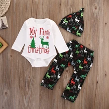 Fashion Newborn Baby Boys Girls Clothes Tops Romper Pants Leggings Hat Outfits 3PCS Set