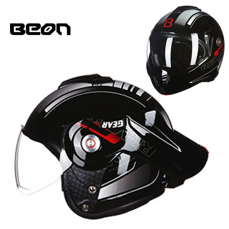 

BEON T702 Flip up Motorcycle Helmet for men women Motorbike motocross safety Helmet black red M L XL