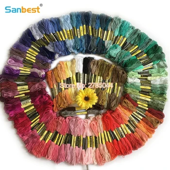 

Sanbest 150 Pieces Multi-color Cross Stitch Embroidery Thread Bright Shiny Crafts Floss Sewing Threads High Quality TH00037
