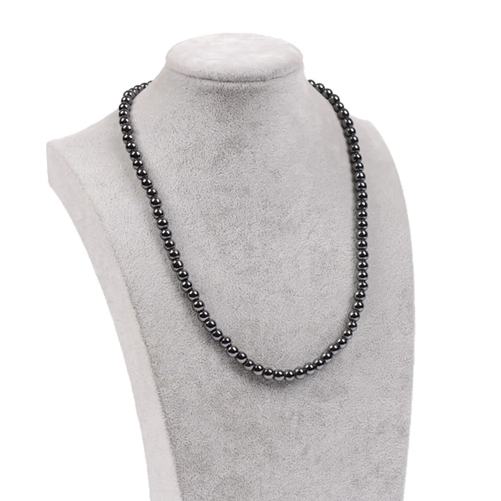 

6mm Black Magnetic Beads Hematite Necklace Magnetotherapy Health Care Lodestone Rosary Necklace Men Jewelry