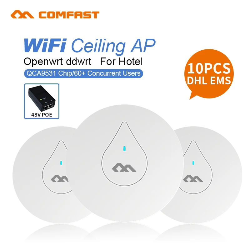 

10pcs Comfast High power Wide Wifi Coverage 300Mbps indoor ap Open dd wrt Access point hotel Bridge Signal Amplier AP CF-E350N
