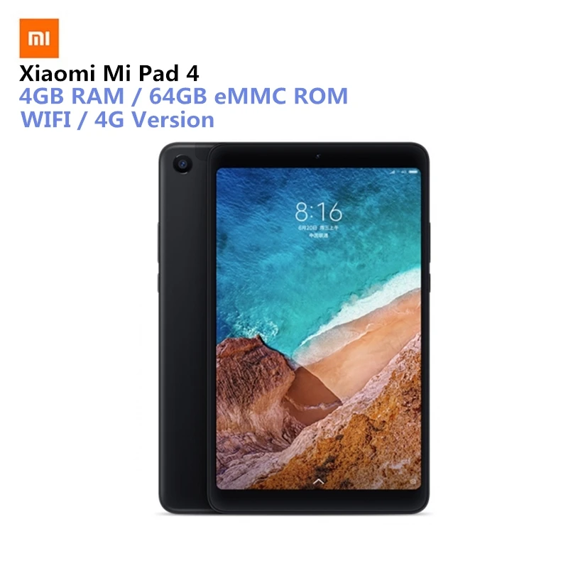 

Xiaomi Mi Pad 4 Tablet PC 8.0 inch MIUI 9.0 Qualcomm Snapdragon 660 Octa Core 4GB RAM 64GB eMMC ROM Double Cameras Dual WiFi