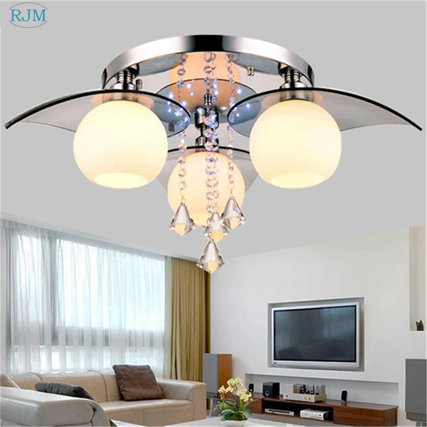 America Style Modern Metal Ceiling Lights Creative Glass Crystal