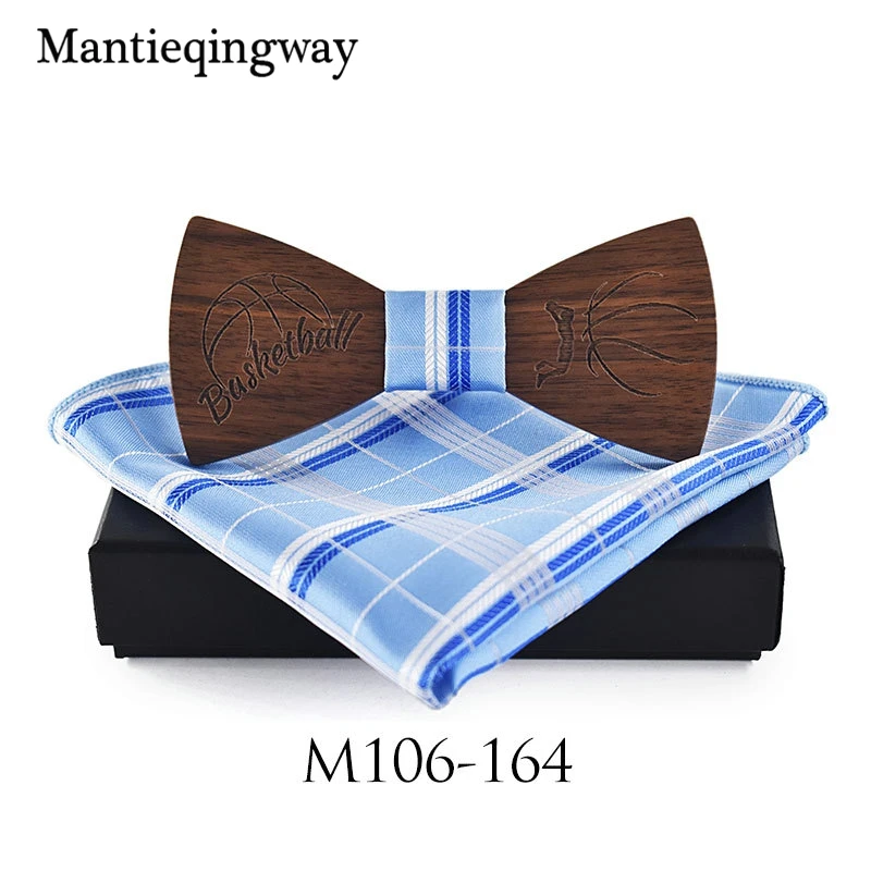 Mantieqingway деревянная бабочка + комплекты носовых платков для мужского костюма