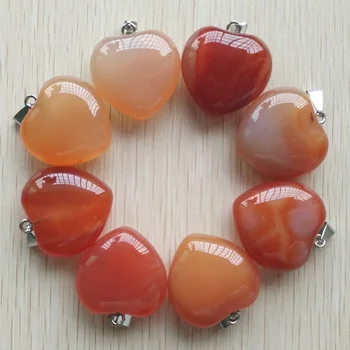 

Wholesale 8pcs/lot 2018 Fashion love heart shape high quality natural red onyx for jewelry making pendants 30mm free shipping