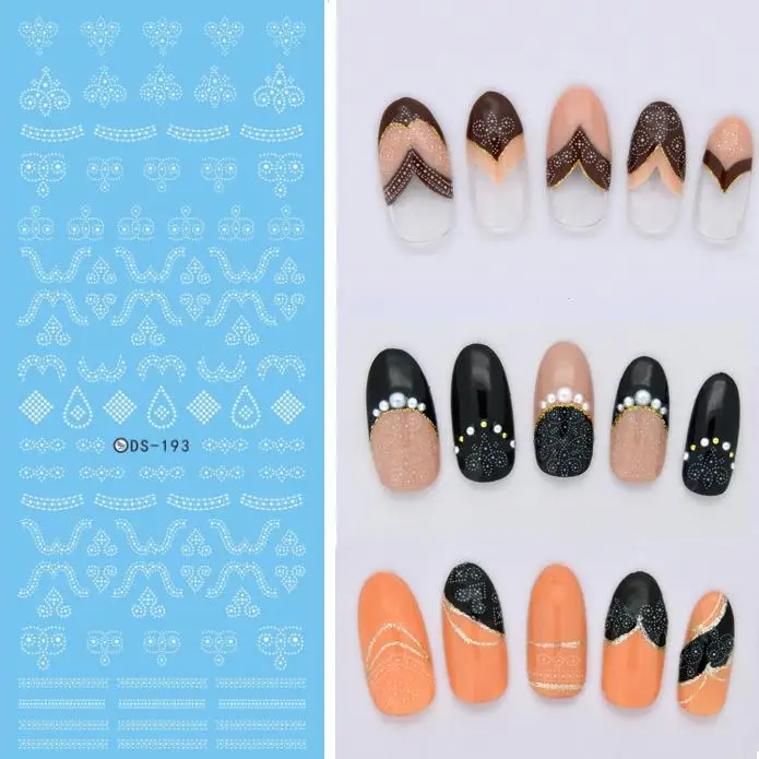 

DS193 DIY Nail Design Water Transfer Nails Art Sticker White Dots Symbol Figures Nail Wraps Sticker Watermark Fingernails Decals