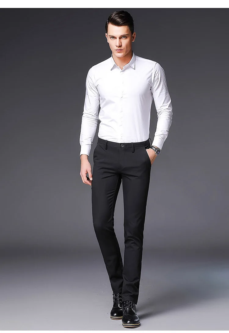Мужской черный формальный костюм штаны похудания форма деловые мужские классические брюки Брюки Офисные Свадебные Мужские модельные брюки мужские брюки