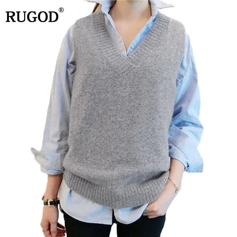 Женский жилет с круглым вырезом RUGOD Трикотажный без рукавов большие размеры 2XL 3XL