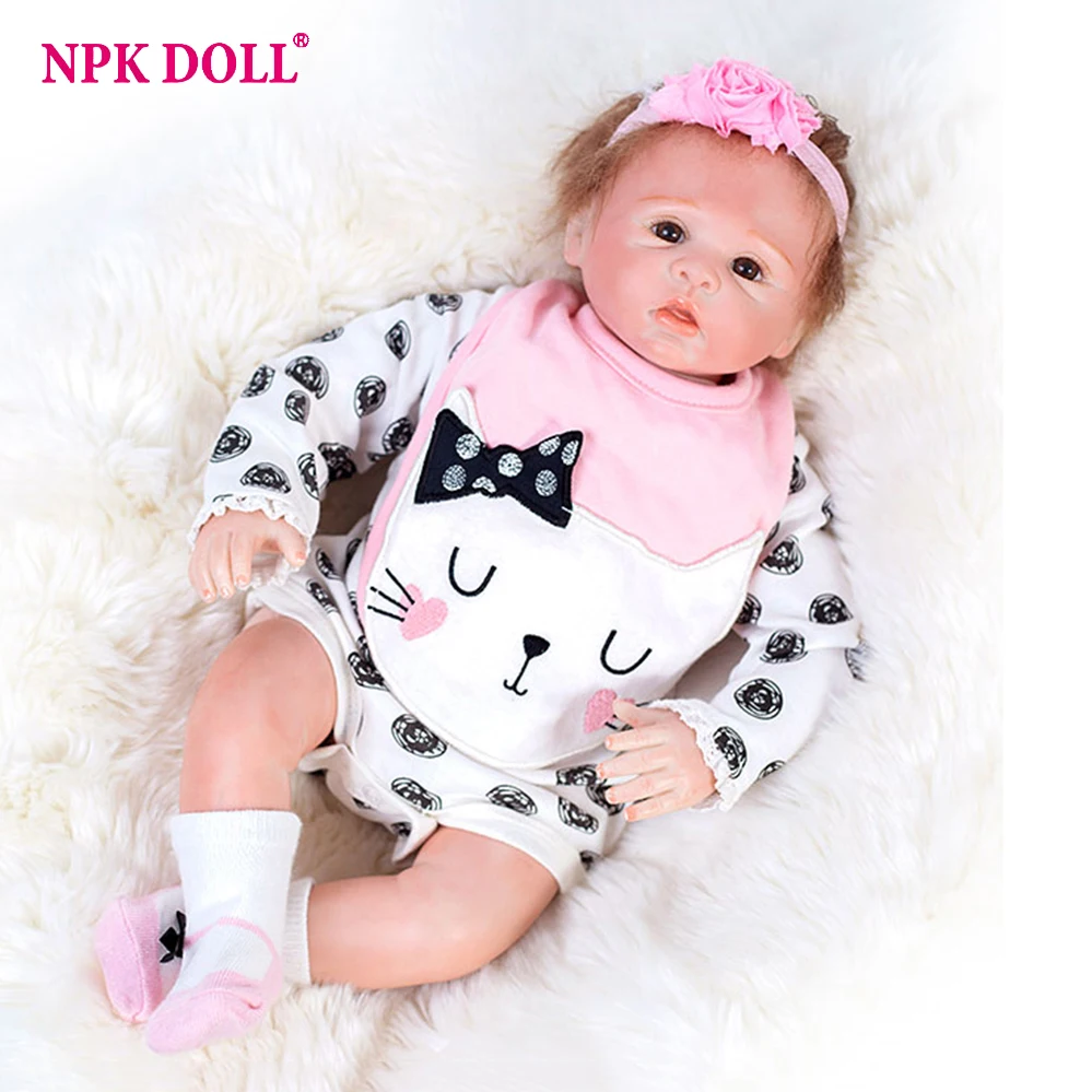 

45cm Bebe Reborn Dolls kukla lol Lifelike Baby Girl Doll Silicone Vinyl cat rabbit Pacifier Kids Educational Toy Birthday Gift
