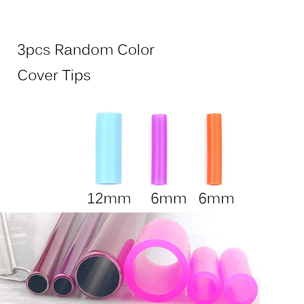 5pcs Reusable 304 Stainless Steel Rainbow Straw Metal Smoothies Drinking Straight Straws Silicone Cover with Brush Bag Wholesale - Цвет: 3pcs Cover