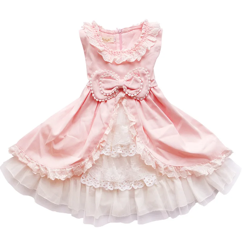 Принцесса японский платье для девочки Винтаж PA Кружево иенах с кружевным бантом