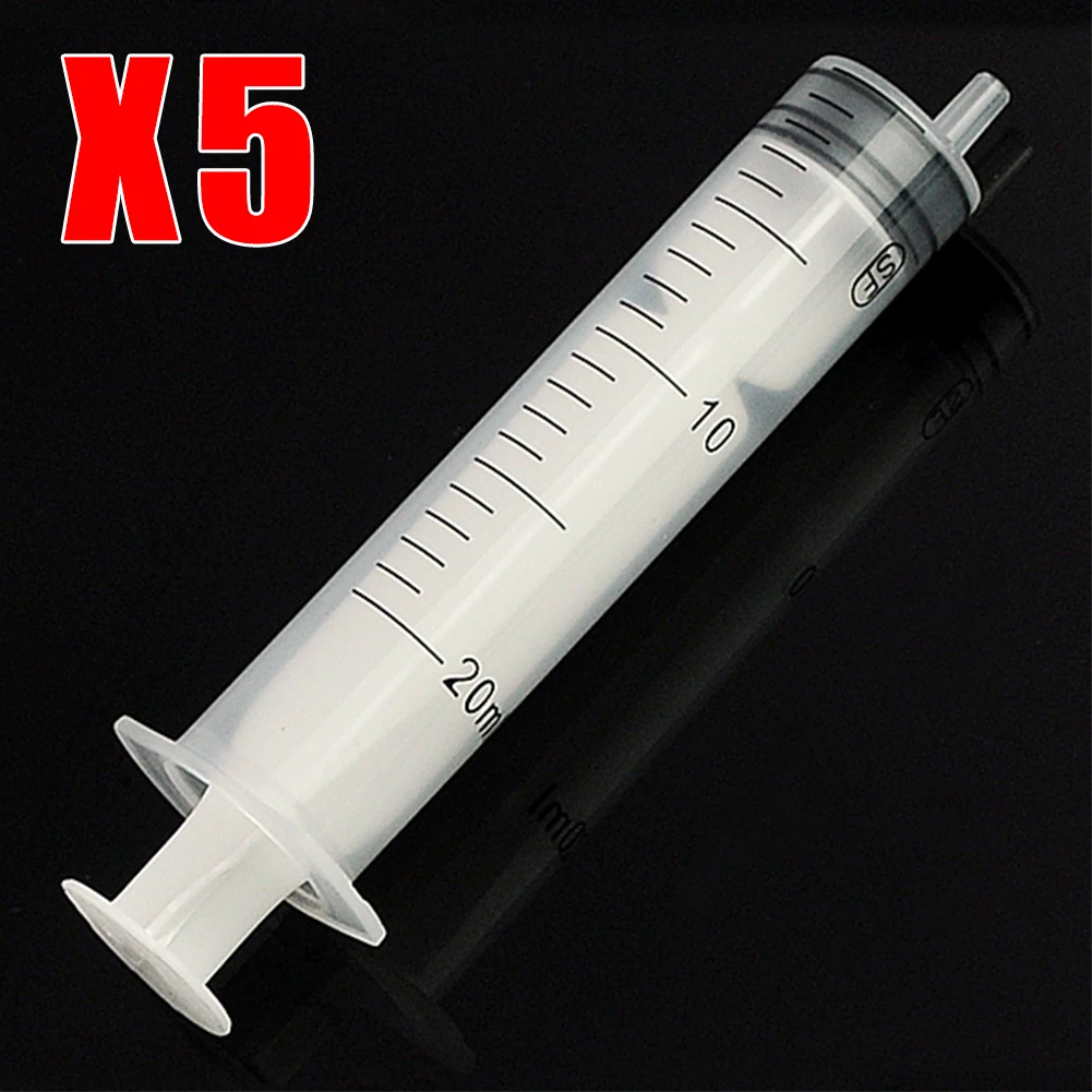 5 pcs 1ml,2.5ml,3ml,5ml,10ml,20ml,30ml,50ml Measuring Syringe Plastic Syring Syringe Reusable Hydroponics Nutrient Measuring - Цвет: 20ml