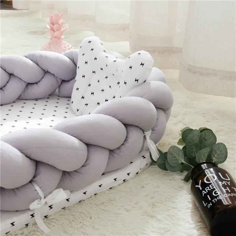  Portable Cotton Baby Bed Nest With Pillow Knot Long Handmade Knotted Braid Baby Bed Crib For Childr