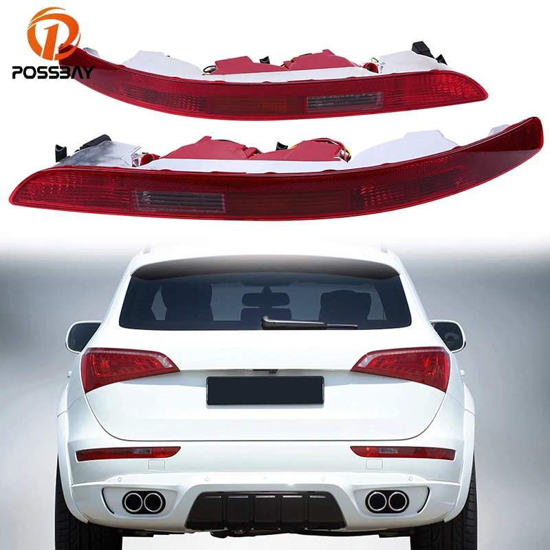 POSSBAY Car Red Tail Rear Bumper Reflector Lamp Brake Light Rear Fog