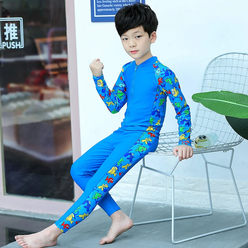 Kids Boys Girls Dive Skin Front Zipper One Piece Swimsuit UV Protection