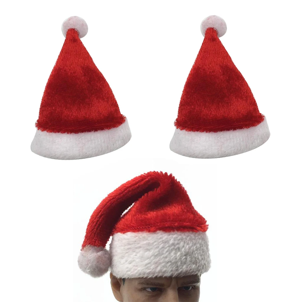 2pcs 1/6 Christmas Hat Santa Cap for 12'' Phicen/Kumik/CY Girls Male/Female Body