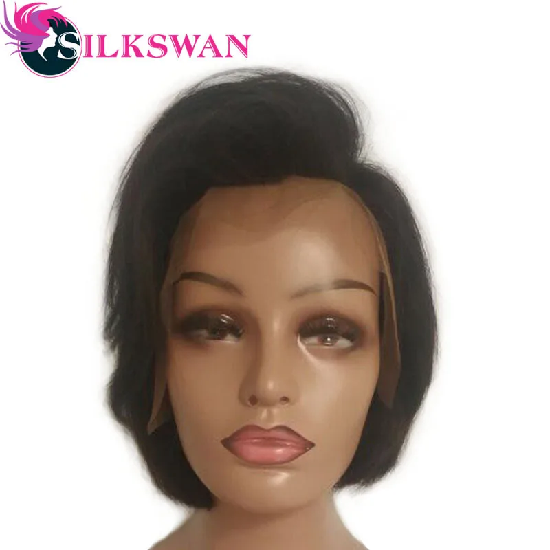 Silkswan прямые короткие Pixie Cut Искусственные парики бразильский человеческие волосы remy индивидуальные синтетические волосы на