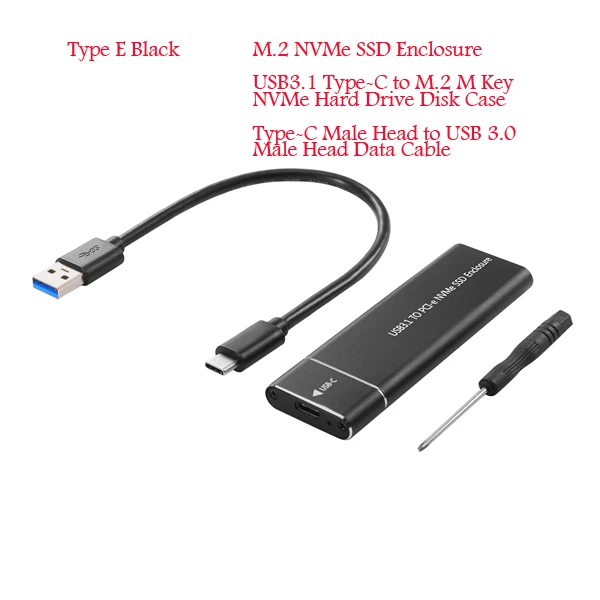 M.2 NGFF SATA SSD USB 3,1 Тип-конвертер адаптер sata USB жесткий диск корпус чехол для M2 жесткого диска ПК для 2242/2262/2280 M.2 - Цвет: Type E