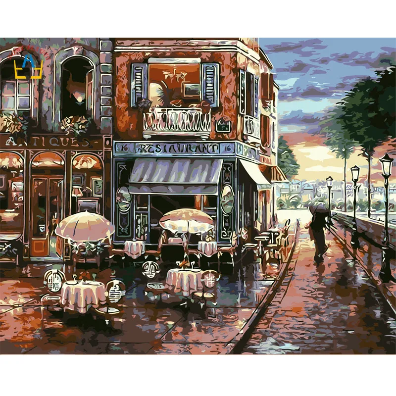 scenery painting canvas artwork coffee shop canvas painting by numbers