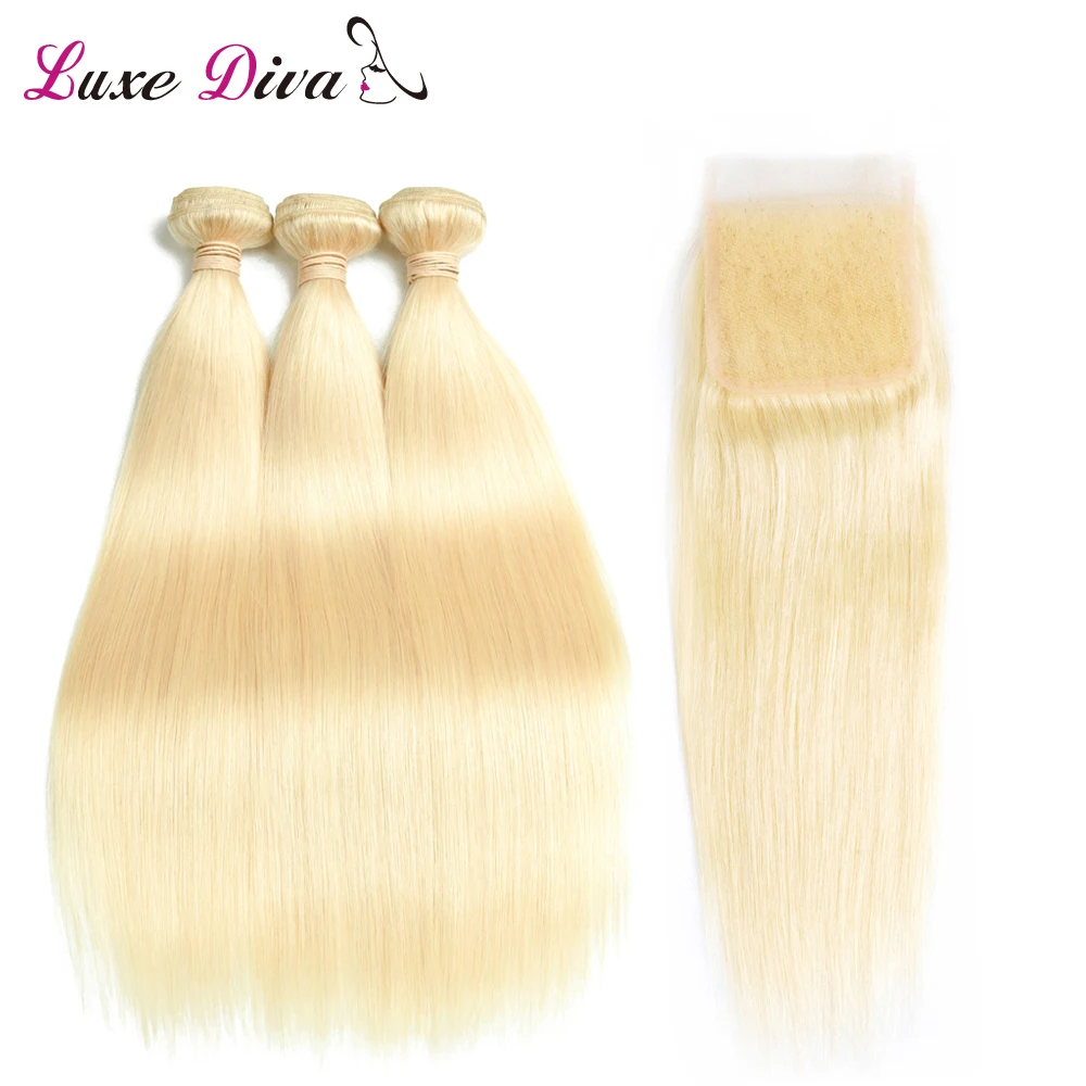 LUXE DIVA 613 Blonde Bundles With Closure Malaysia Straight Hair ...