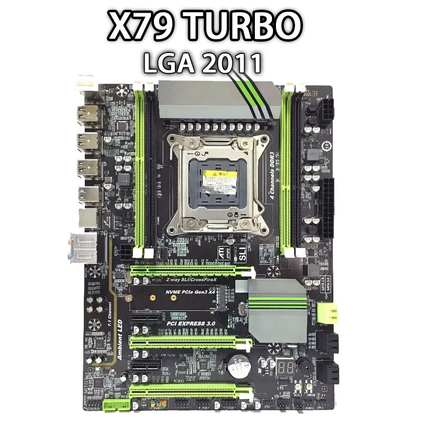 Материнская плата X79 Turbo LGA2011 ATX combos E5 2650 V2 cpu 4 шт. x 4 ГБ = 16 ГБ DDR3 ram 1866 МГц PC3 14900R PCI-E NVME M.2 SSD