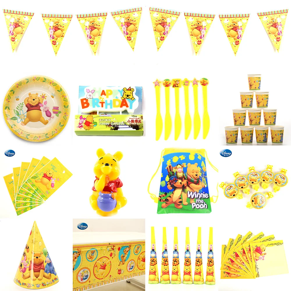 

Winnie the pooh Birthday Party Decoration Tableware Set Bear Boys Party Pack Event Party Supplies