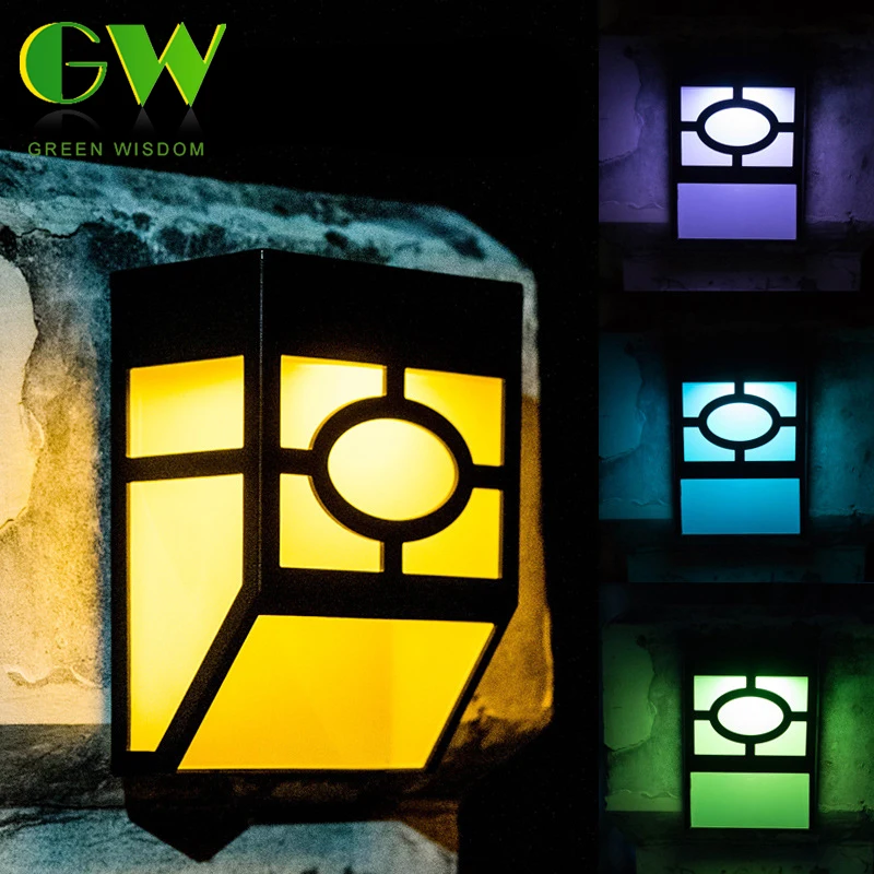 

RGB LED Solar Lamp 7 Color Changeable Outdoor Waterproof Wall Mounted Solar Light For Fence Garden Pathway Lighting High Quality