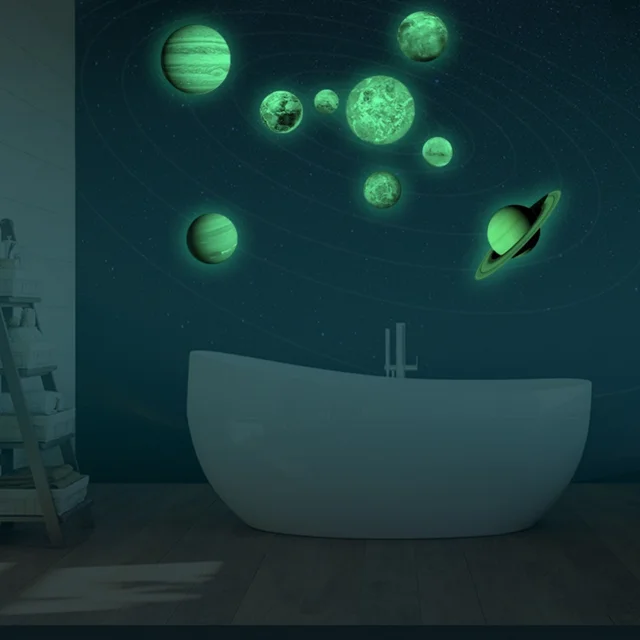 planets fluorescent wall sticker removable glow in the dark planets