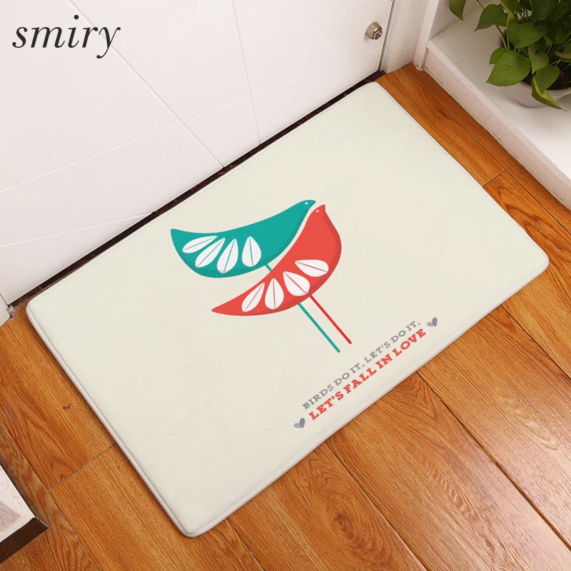 Smiry in front of doormat for entrance door brief colored loving birds pattern mats anti slip light thin carpets stair decor rug