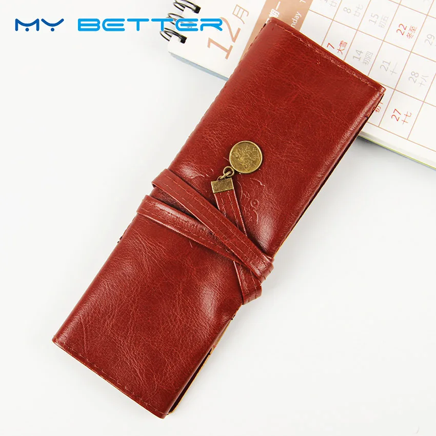 

Women Travel Toiletry Makeup Bags Retro Rolls PU Leather Cosmetics Storage Pouchs for Ladies Makeup Bag