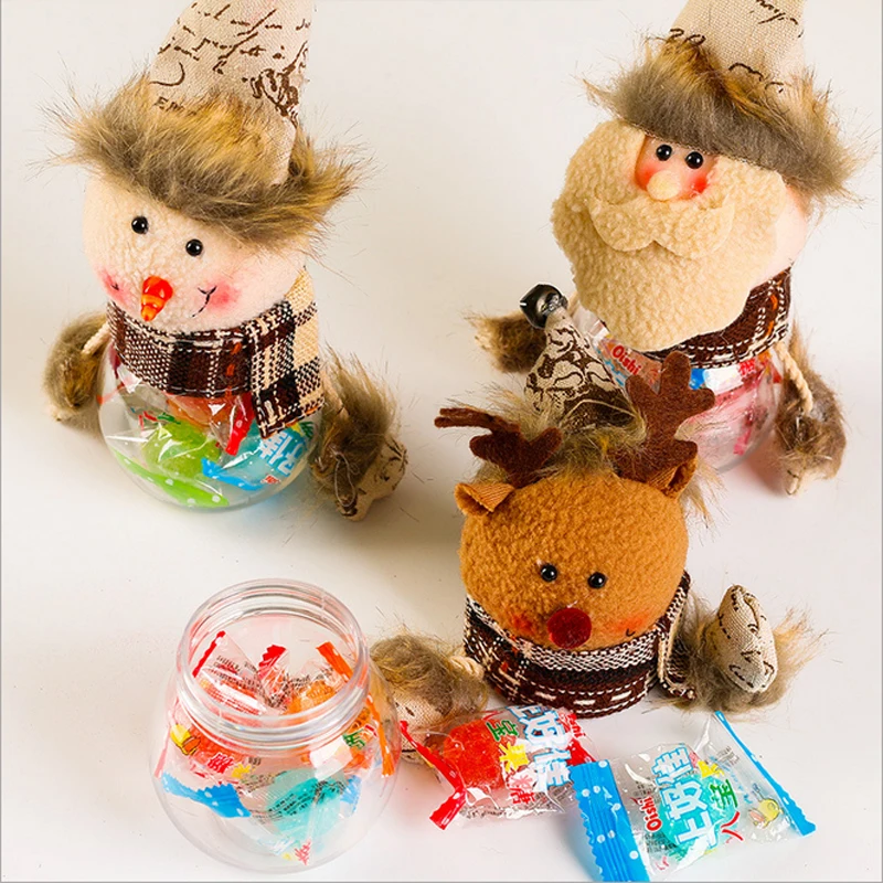 1Pcs Plastic Candy Jar Christmas Theme Small Gift Bags Christmas Tree Ornaments Christmas Crafts Home Party Decorations