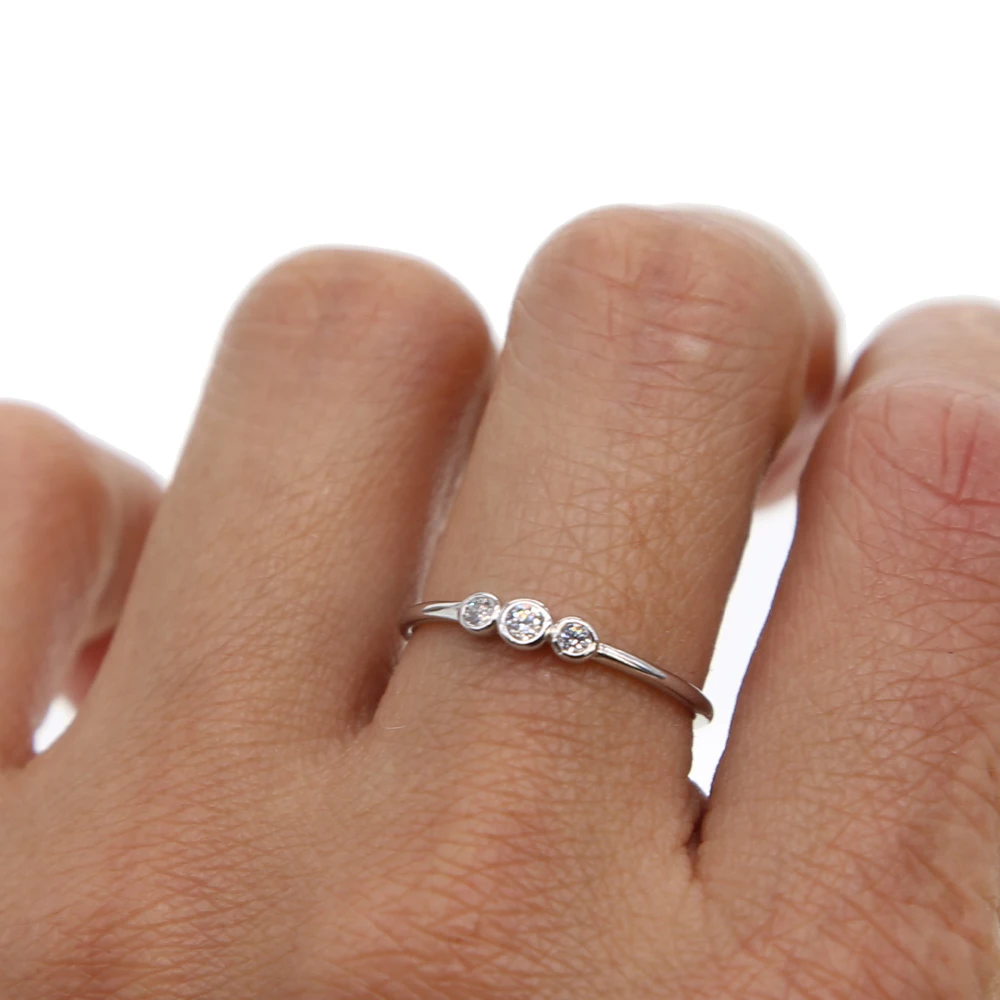 Одежда высшего качества простые кубического циркония любителей Настоящее серебро 925 проба обручальное кольцо ювелирные Полные размеры изящное маленькое кольца