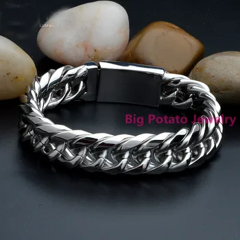 

Huge & Heavy 316L Stainless Steel Men/Boy's Cool Cuban Curb Bracelet Chain Silver Color 21.5cm*14mm 102g Free Shippinhg