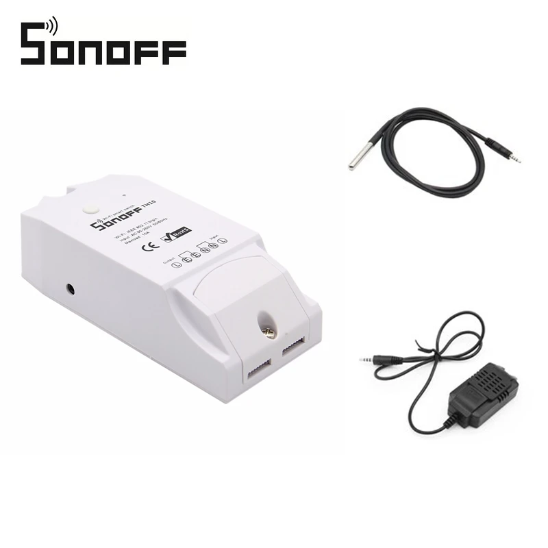 

SONOFF TH10 DIY 10A 2200W Smart Home WIFI Wireless Temperature Humidity Sensor Thermostat Remote Control Switch Socket w/ Probe