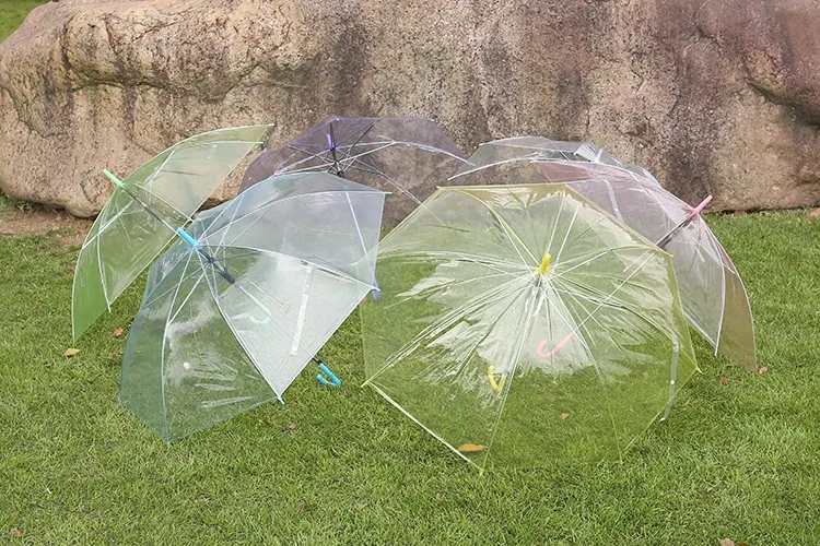 150PCS Wholesale Transparent Multicolor Umbrellas Clear PVC Umbrellas