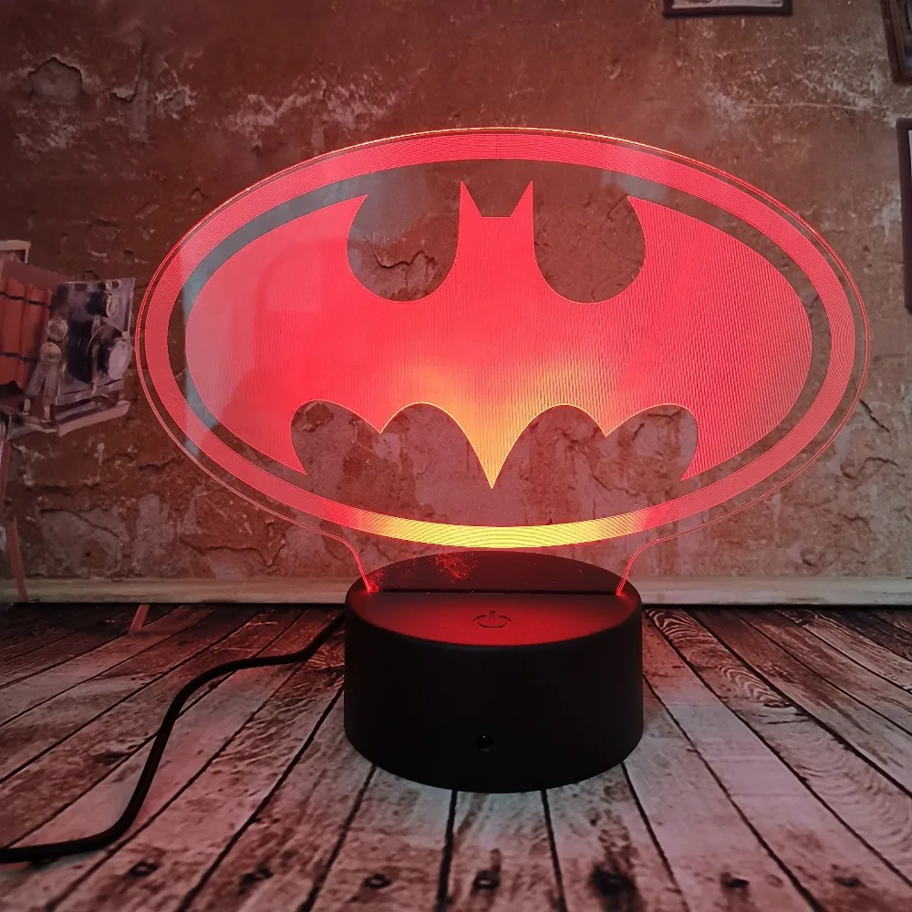 

Cool Marvel 3D LED Lamp Night Light Batman Logo 7 Color Gradient Illusion USB Table Lamp Kids Child Toys Xmas Birthday Gifts
