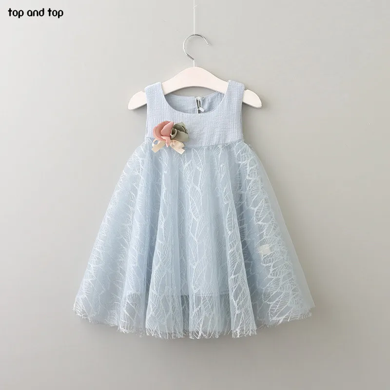 

Top and Top Children girls Dresses Patchwork Lace Vest Dress Summer Kids Girl Flowers clothes dress