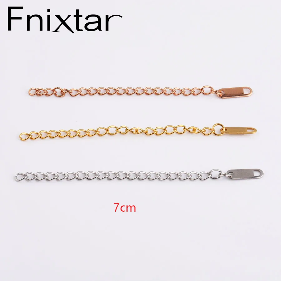 

Fnixtar Stainless Steel Extender Chain With Rectangle Charm DIY Extended Extension Chain Jewelry Finding 7cm 50piece/lot