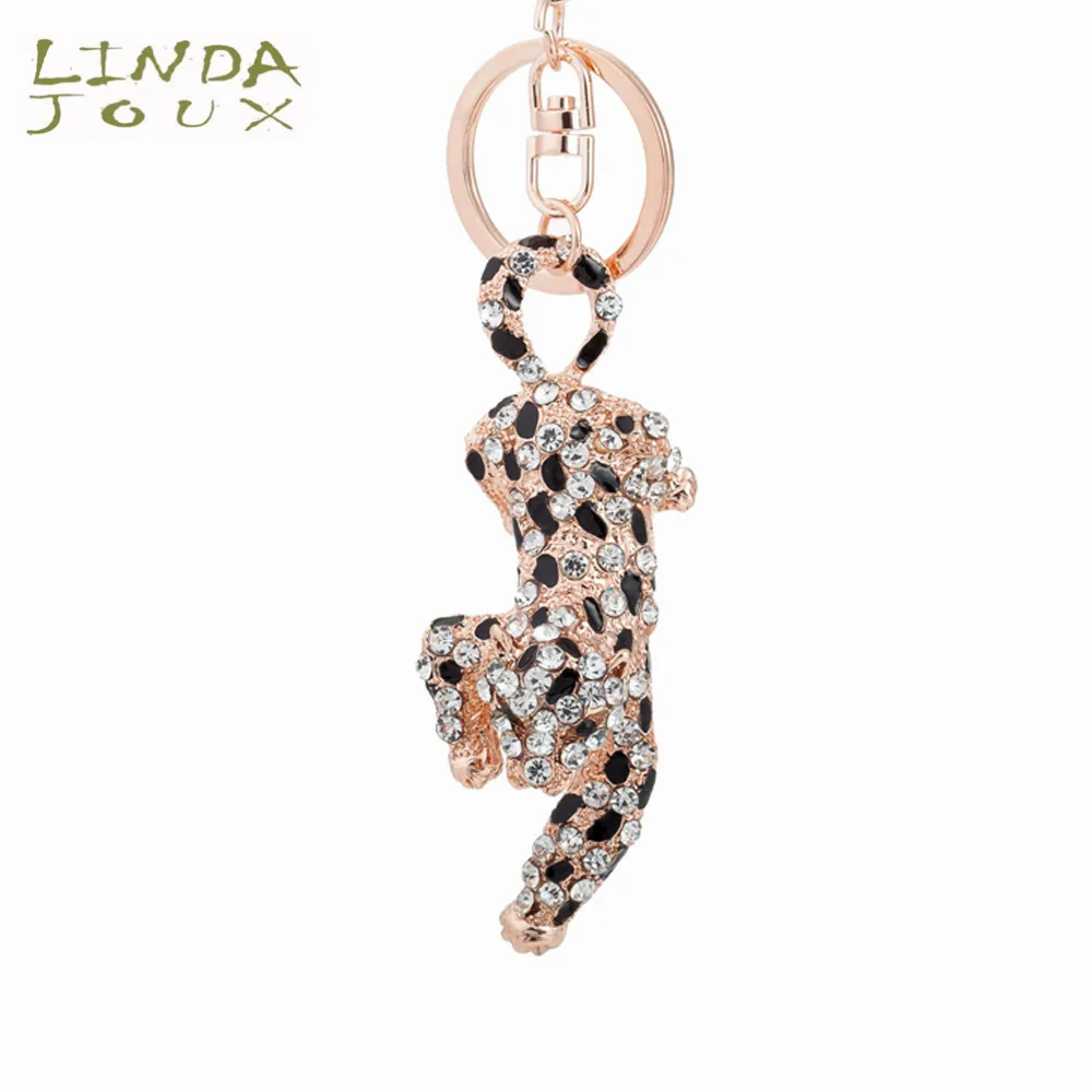 

LINDAJOUX Fashion Alloy leopard Pendant Key Chain Car Key Ring For Women Gold Color Charm Keychain Jewelry Accessories Gift