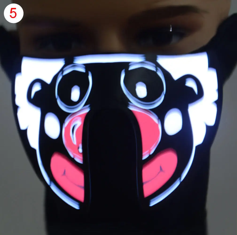 Светодиодный светящийся мигающий рот маска для лица Вечерние Маски светильник для танцев Хэллоуин косплей аксессуары в стиле стимпанка Новинка - Цвет: as the picture