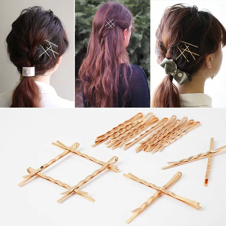 

20PCS/Lot Cute Box Packed Crude Gold Metal Barrettes For Women Lady Hairpins Hair Accessories Hair Holder Basic Hair Clips