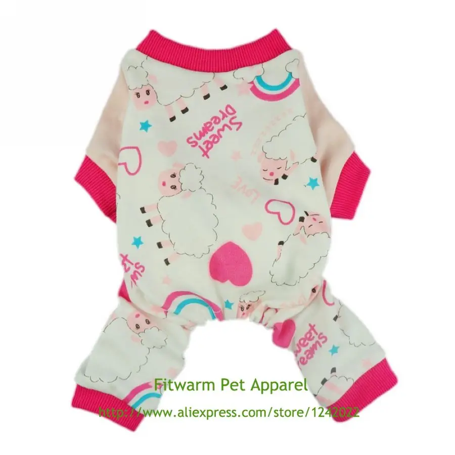 Fitwarm Soft Cotton Sweet Dream Sheep Pet Clothes Dog Pajamas Clothes