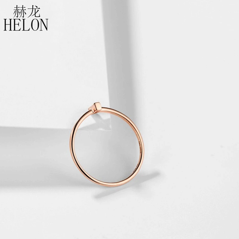 HELON Solid 14K розовое золото 0.05CT багет огранка SI/H подлинные натуральные бриллианты обручальное кольцо для женщин модное ювелирное изделие