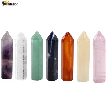 

Sunligoo Self Standing 6 Facet Natural Polished Mini Tumbled Single Point Amethyst/Rose Quartz/Clear Quart Point Wand Decoration