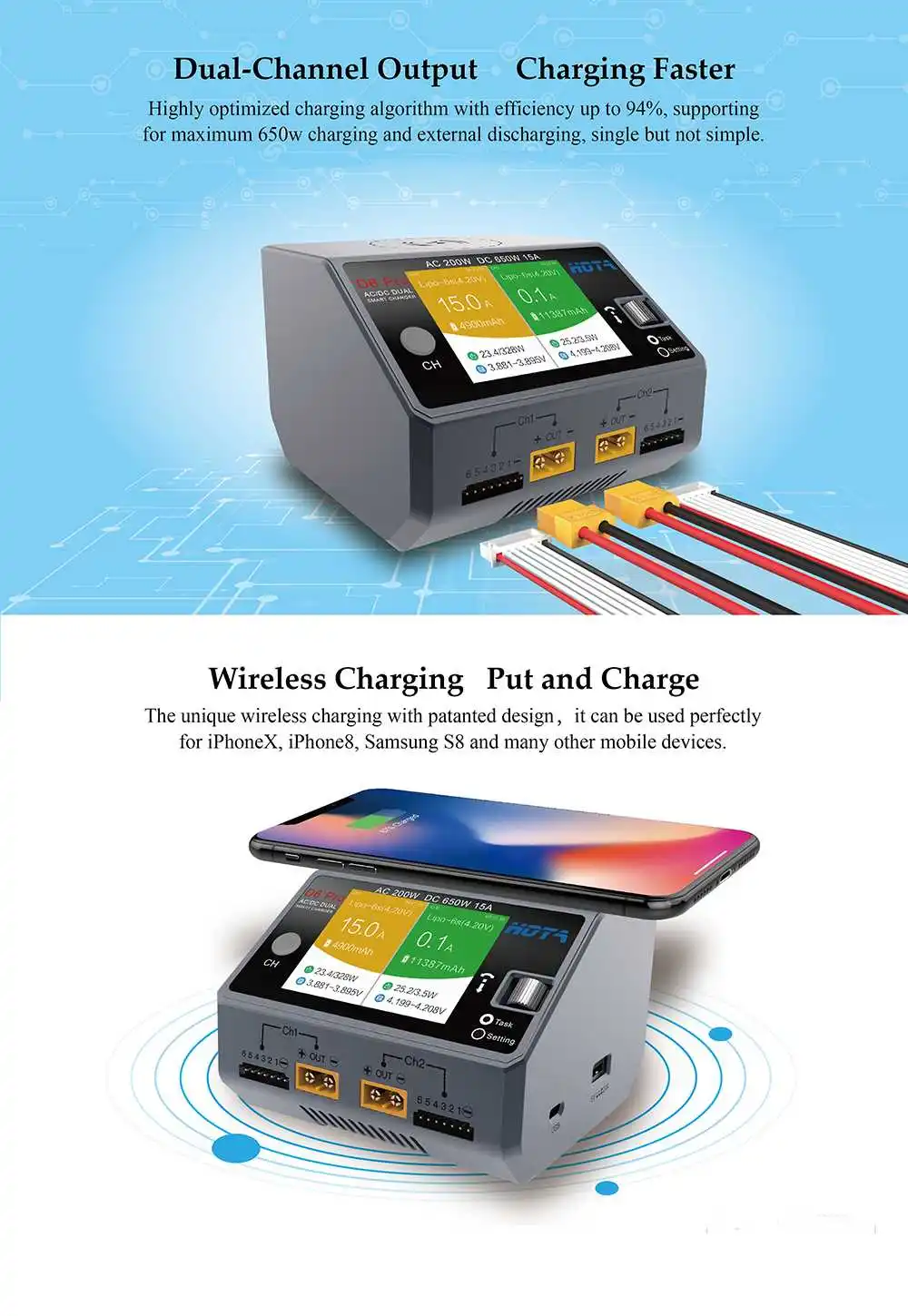 HOTA D6 PRO 650W 28A AC/DC Dual Channel Wireless