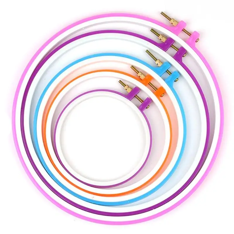 

5 Pieces Plastic Embroidery And Cross Stitch Hoop Set Embroidery Hoop Ring Frame Adjustable Sewing Cross Stitch Hoop Tool