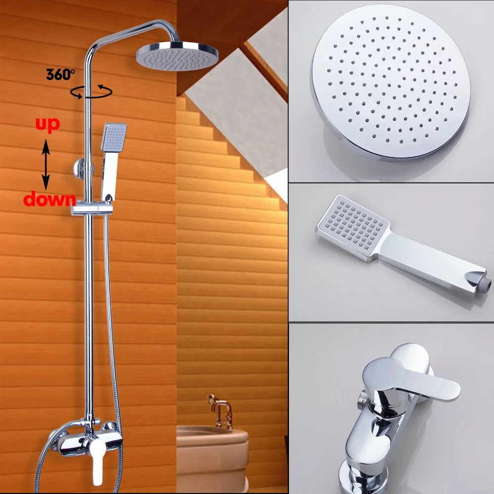 

Torayvino Fashion Chrome Polished Rain Waterfall Shower Set Faucet Wall Mounted with Slide Bar Hot&Cold Mixer Tap